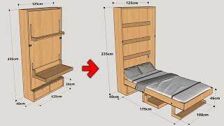 HOW TO MAKE A MURPHY BED WITH FOLDING TABLE STEP BY STEP