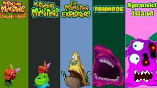 Dawn Of Fire, My Singing Monsters, Lost Landscapes, Monster Explorers, Fanmade Redesign Comparisons