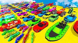 GTA V Mods Stunt Car Racing Challenge By SPIDER-MAN With Amazing Super Car Boat Plane And Motocycles