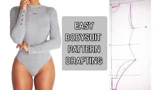 Bodysuit pattern drafting || how to draft a bodysuit pattern easily || Leotard pattern drafting.