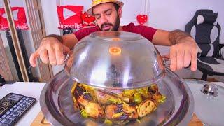 تحدي  المقلوبة  الفلسطينية بموزات الغنم Palestinian Maqluba Challenge Eating Show Mukbang