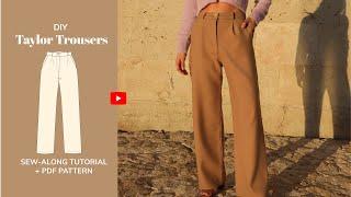 DIY Taylor Wide Leg High Waisted Trousers Tutorial - tintofmintPATTERNS