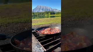 Banff fireside breakfast cascade ponds #banff #canmore #lakelouise #mountains #sunrise #asmr