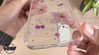 Squif Case for iPhone 14 Plus with Real Matural Dry Flowers Inside Purple