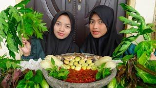 MUKBANG LALAPAN MENTAH | DAUN MANGGA PEPAYA JAMBU METE JENGKOL POHPOHAN | MUKBANG ASMR