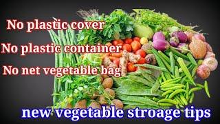 |vegetable storing tips without plastic container, plastic box, plastic cover, net vegetable bag|