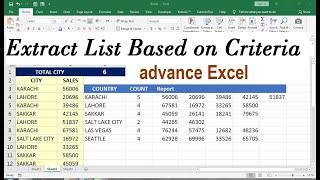 how to extract unique List based on criteria in excel