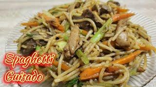 Spaghetti Guisado • Lo Mein using Spaghetti Noodles