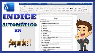 Como hacer un índice automático para tesis, monográficas, proyectos y otros en Word - fácil