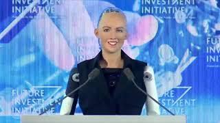 Robot Sophia speaks at Saudi Arabia's Future Investment Initiative