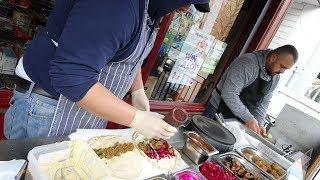 Yummy Falafel Sandwich Wraps - Middle Eastern Street Food in Primrose Hill at Sim Sim Stall, London.