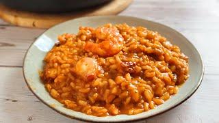 Arroz meloso de pulpo y gambones