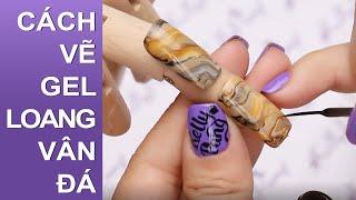 Bí quyết vẽ nail LÀM GEL LOANG VÂN ĐÁ siêu chất | KellyPang Nail