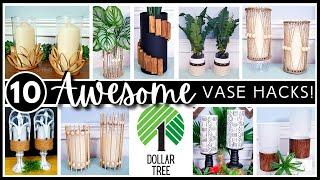 TOP 10 Creative Ideas & Hacks Using DOLLAR TREE GLASS Cylinder VASES | Home Decor DIYs | Must Try!