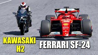Ferrari F1 2024 vs Kawasaki H2 - Drag Race 2KM