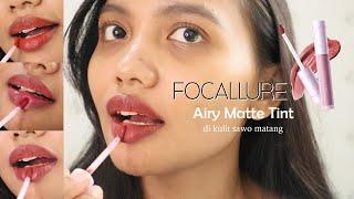 FOCALLURE AIRY MATTE LIP TINT | Swatches di kulit Sawo Matang Tanpa Base Makeup