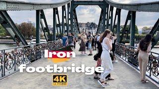 Iron footbridge 4K 60fps | Love bridge Frankfurt Germany 