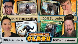 100% Creatures vs 100% Artifacts vs 100% Sorceries vs 100% Planeswalkers | Commander Clash S16 E24