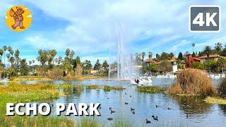 Echo Park Lake Walking Tour | {4k}  Binaural Sound
