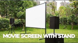 Projector Screen with Stand, Outdoor/Indoor Portable Movie Screen for Home Theater Backyard Movie