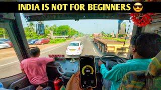 India is not for Beginners Extremely Aggressive VOLVO BUS Driving on NH 16 || Indian Volvo Drivers