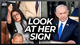 Far-Left Democrat Humiliates Herself with This Sign at Netanyahu Speech