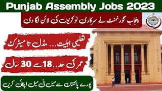 Punjab Assembly jobs 2023 Online Apply - پنجاب اسمبلی ملازمتیں