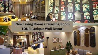 बिलकुल नया वाल  डेकॉर ,My New Living Room & Drawing Room Tour  With Unique Wall Decor #homedecor