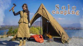 Solo camping with grilled oysters in a new winter tent  / 3 ​​ways to eat oysters / MUKBANG