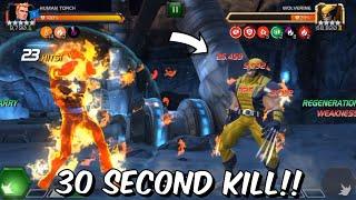 Human Torch 30 Second Wolverine Realm Of Legends Kill!!! - Marvel Contest of Champions