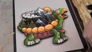 Weight of the World Turtle inking - ASMR