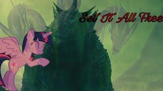 Godzilla & Twilight Sparkle Vs King Ghidorah ( Godzilla Meets My Little Pony ) Set It All Free