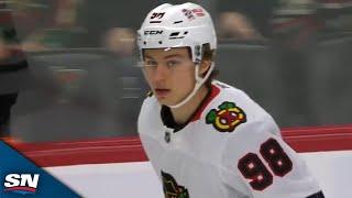 Blackhawks' Connor Bedard Awkwardly Slips It Five-Hole vs. Wild