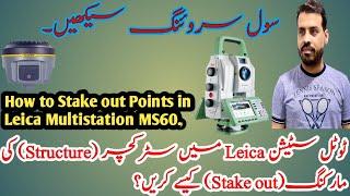 How to Stakeout (Setting out/Layout) with Leica MS60 Total Station. #surveying #leica #stakeout.