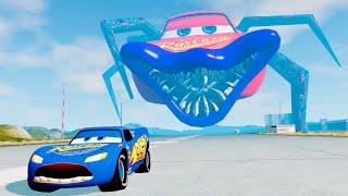 Super Giant Lightning McQueen Spider Eater VS Lightning McQueen | Escape From The Beamng Drive #140