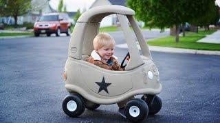 Pink Little Tikes Kid Car Into A Rock'n Army Jeep