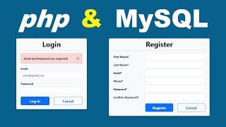 Create Login and Register Forms using PHP and MySQL | Registration Authentication and Authorization