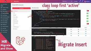 Create data list role permission foreach loop first class active | Laravel 8 HR System