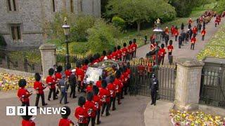 Queen Elizabeth II's coffin seen by public for final time as procession reaches Windsor - BBC News