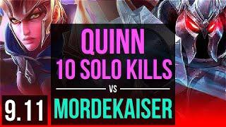 QUINN vs MORDEKAISER (TOP) | 10 solo kills, 2 early solo kills, KDA 26/4/8 | NA Diamond | v9.11