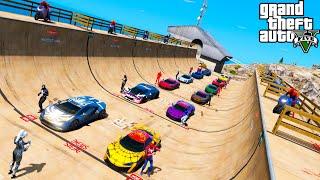 Twenty Spider-Mans collection cars on the Ramps get more challengers Superheroes GTA V MODS