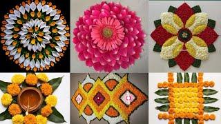 20 Simple Diwali Flower rangoli designs | Easy flower rangoli designs for Diwali | Flower rangoli