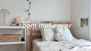 aesthetic room makeover pinterest inspired, ikea haul, new desk setup
