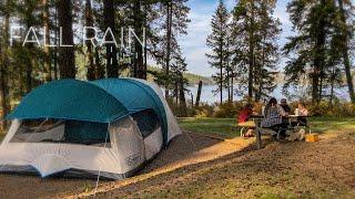 Family Camping With Morning Rain