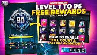 How to increase level 1 to 95 Free Material tittle | How to enable Kill count & last kill animation