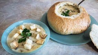 Нежный крем-суп с курицей и грибами