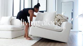 living alone diaries: enjoying my solitude, neutral, cozy living room aesthetic and settling in