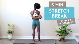 5 MINUTE STRETCH BREAK AT WORK (FOR BETTER POSTURE AND TIGHT BACK) | STRESS RELIEF AT WORK