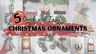 Make Your Own Farmhouse Christmas Ornaments | Dollar Tree DIY | Quick and Easy Crafts on a Budget