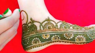 Feet border  henna design ll Neha's creation feet mehandi design (मेहंदी डिजाइन) #10 ll